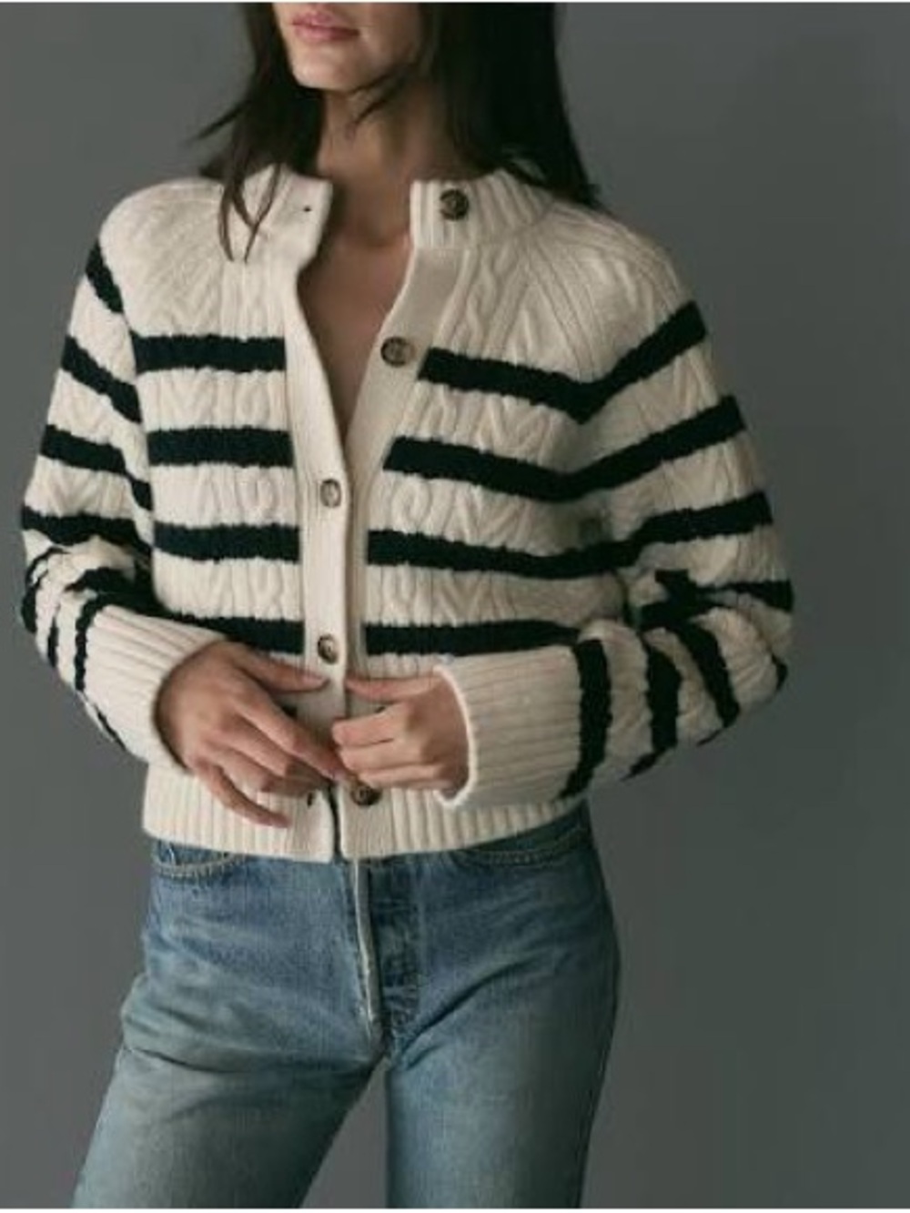 Extremely rare DÔEN Rita cardigan in Calais stripe, size Small